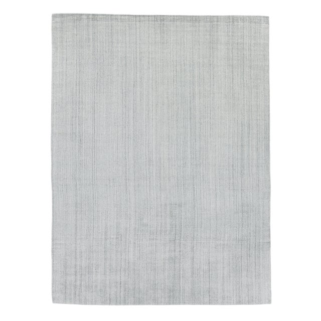 Hamm Hand loom Wool/Viscose Silver Rug-14'x18" For Sale