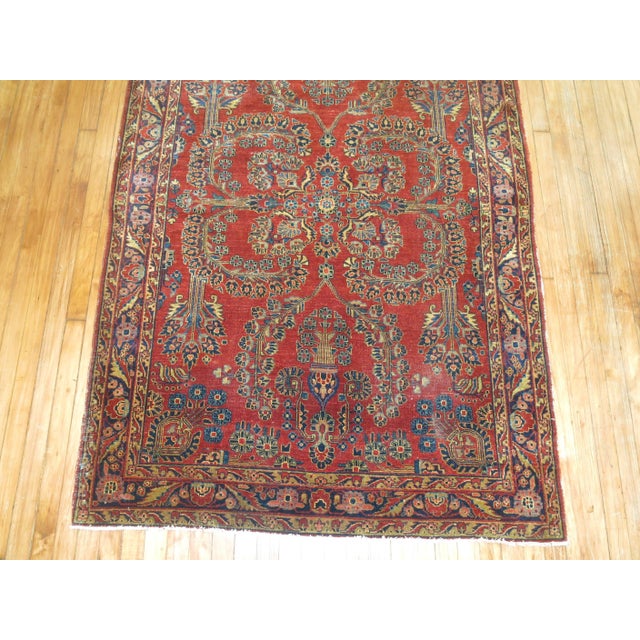 English Zabihi Collection Exceptional Red Antique Mohajeran Persian Sarouk Rug For Sale - Image 3 of 8