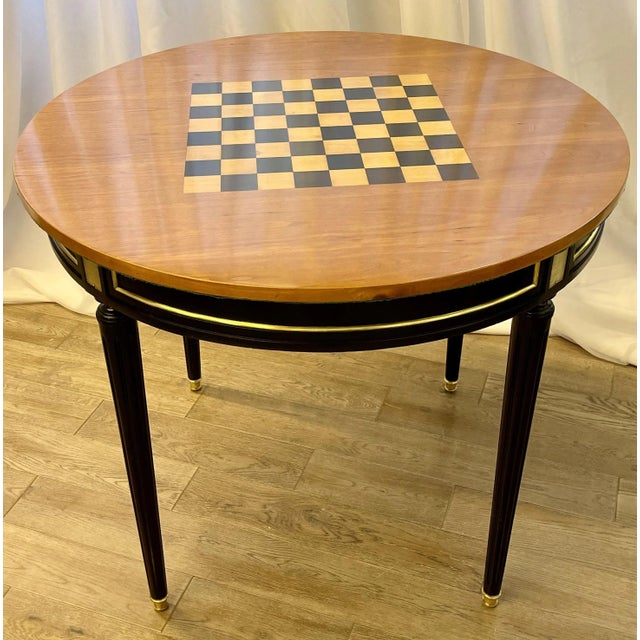 Hollywood Regency Ebony Game, Card Table, Louis XVI Style, Bronze Mounted For Sale - Image 13 of 13