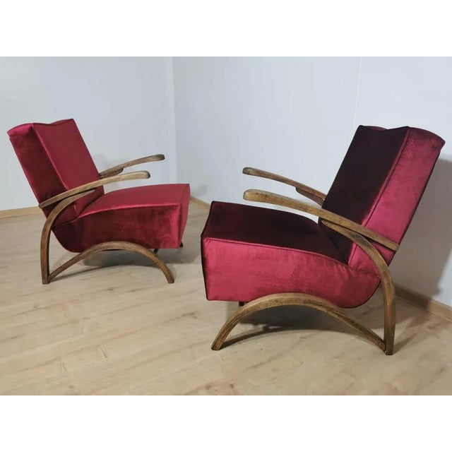 Textile Set of Art Deco Armchairs by Jindrich Halabala For Sale - Image 7 of 9