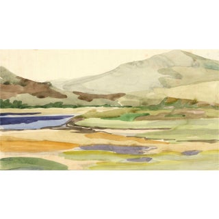 1970s Impressionist Style Landscape Watercolor Painting For Sale