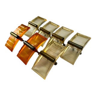 Art Deco Cellulose Acetate Vanity Drawer Pulls, Amber & Clear, Set of 7 For Sale