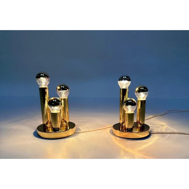 1980s Modernist Brass Three-Light Sconces, Germany, 1980s, Set of 2 For Sale - Image 5 of 18