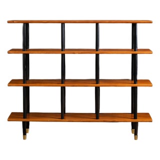 Brazilian Modernist Bookshelf in Ebonized Pau Marfim with Bronze Sabots — Móveis Valério, Brazil, 1950s - Lot 687 For Sale