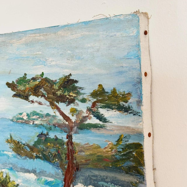 Mid-Century Oil Painting Depicting California Coast and Waves by Olive Van Bergen For Sale - Image 4 of 8