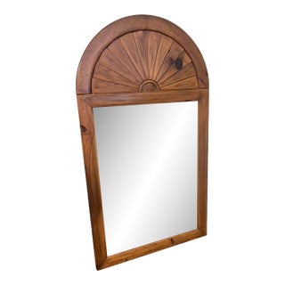 Vintage 90s Ethan Allen Wood Fan Accent Mirror Rectangular For Sale