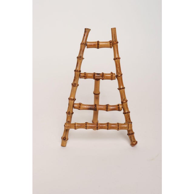 Mid-Century Modern Vintage Diminutive Scorched Bamboo Tabletop Easel / Picture Display For Sale - Image 3 of 18