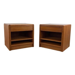 Pair Vintage Modern Teak Nightstands by D-Scan For Sale