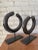 A pair of large currency bracelets in solid bronze from Central Africa. Attributed to the Ngelima of the Congo, these...