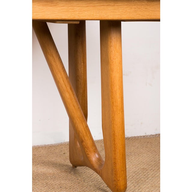 Large Extendable Dining Table in Oak by Guillerme et Chambron for Votre Maison, 1960s For Sale - Image 6 of 18