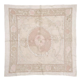 Suzani Textile Wall Art — Bohemian Embroidery, 4'7'' X 5'1'' For Sale