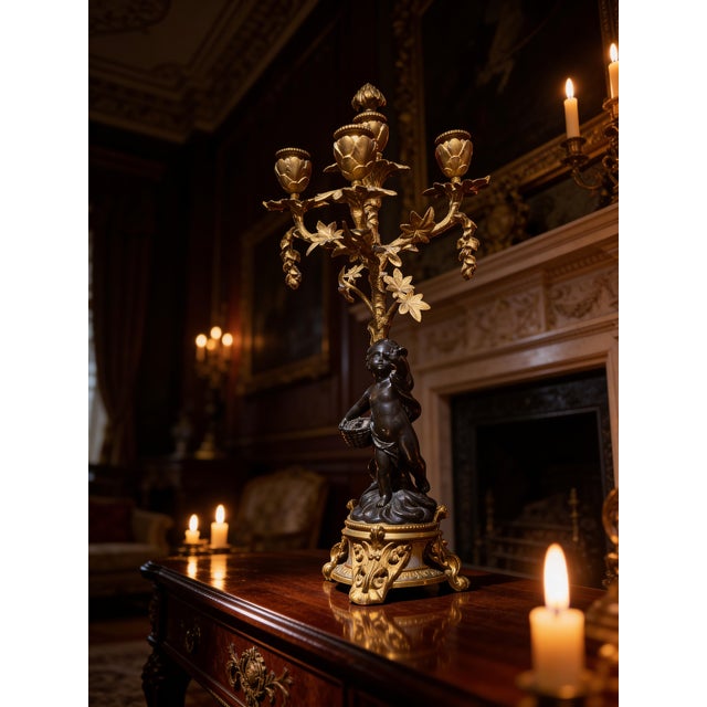 Antique French Denière Bronze & Marble Clock Garniture Set - Cherubs, 3-Piece, 19th Century For Sale - Image 17 of 18