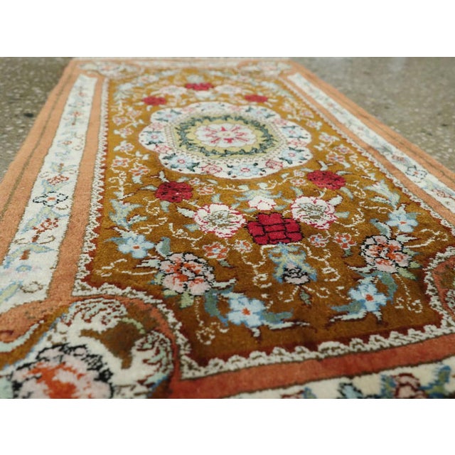 Rustic Galerie Shabab Collection Mid-20th Century Persian Quom Silk Rug For Sale - Image 3 of 6