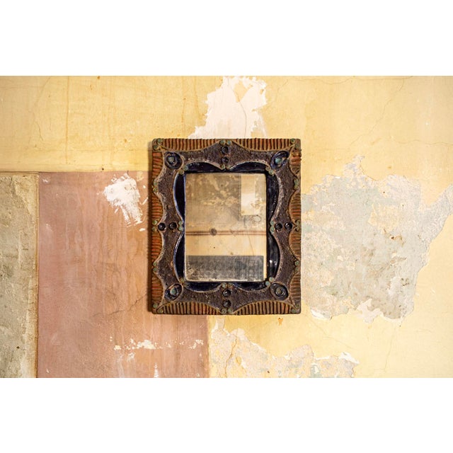 Mirror with Ceramic Frame, 1950s For Sale - Image 4 of 4