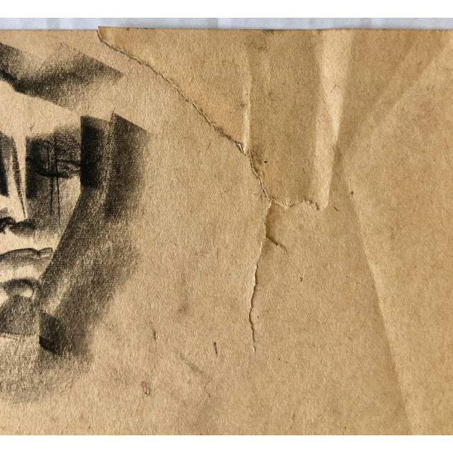 Mid-Century Charcoal Cubist Female Nude For Sale - Image 9 of 12