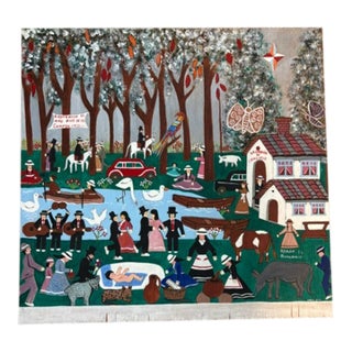 Original Art by Roman Roncancio of a Busy Colombian Village (1974) For Sale