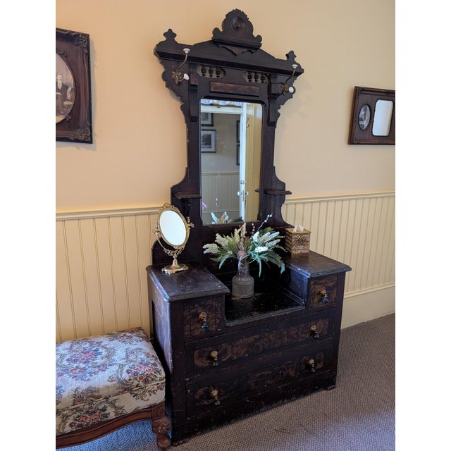 Late 19th Century Victorian Eastlake Drop Well Dresser With Diamond Dust Mirror For Sale - Image 10 of 10