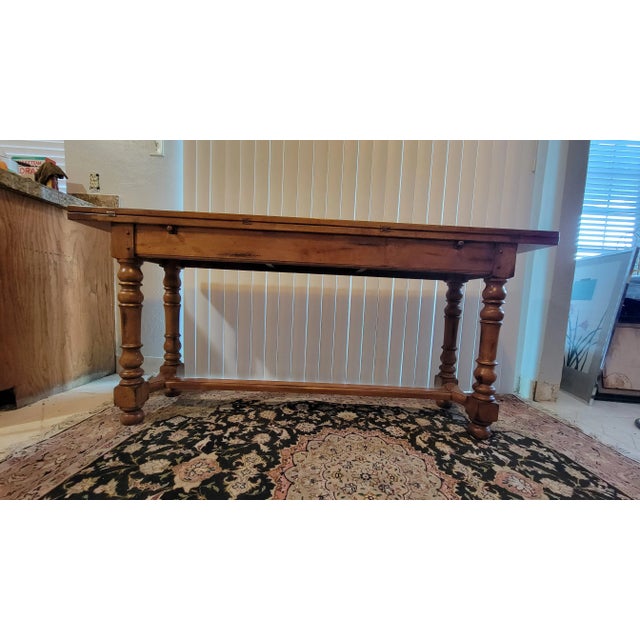 Vintage Table With Drop Leaf and Hand Joined Planks For Sale - Image 9 of 12