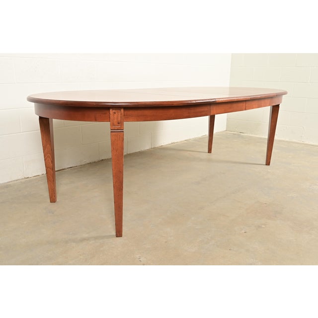 Baker Furniture Company Baker Furniture Style French Regency Louis XVI Carved Walnut Extension Dining Table, Newly Refinished For Sale - Image 4 of 13
