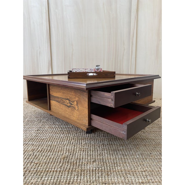 Brown Italian Rosewood Coffee Table from Saporiti, 1965 For Sale - Image 8 of 10