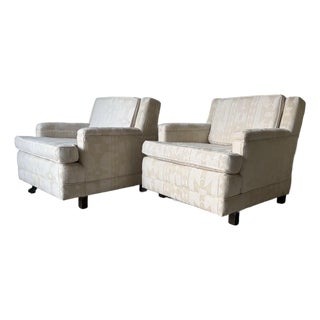 1970’s Mid-Century Modern Dunbar-Style Upholstered Lounge Chairs – A Pair For Sale