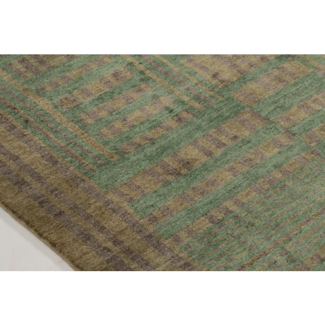 Traditional Rug & Kilim's Scandinavian Style Plush Rug in Mohair With Muted Geometric Designs For Sale - Image 3 of 11
