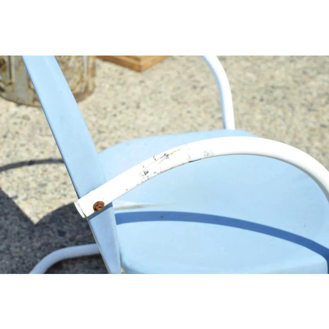 Mid 20th Century Mid 20th Century Art Deco Blue Steel Metal Patio Chair For Sale - Image 5 of 10