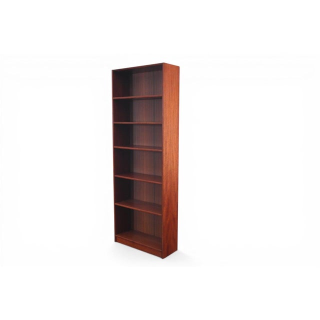 Mid 20th Century Narrow + Tall Danish Teak Bookcase For Sale - Image 4 of 5