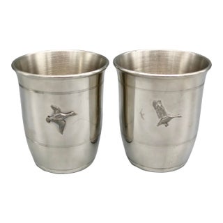 Salisbury Pewter "Waterfowl Edition" Chesapeake Bay Cups, Set of 2 — 1989 Limited Edition For Sale