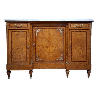 19th Century Enfilade Buffet in Burl and Marble For Sale