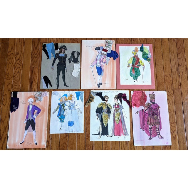 1980s Costume Mixed-Media Illustrations by Jeffrey Ullman - Set of 7 For Sale - Image 12 of 12