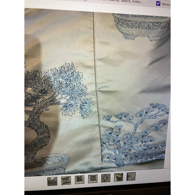 Boho Chic Asian Inspired Bonsai of the Vanities. Jim Thomson Cedros Denim Silk Pillow Cover For Sale - Image 3 of 7