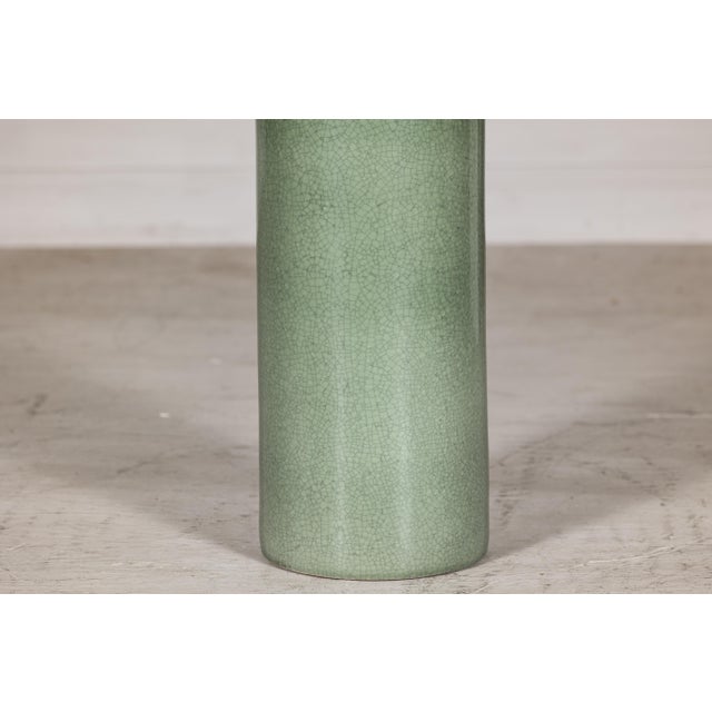 Vintage Chinese Celadon Crackle Glaze Umbrella Stand For Sale - Image 10 of 18
