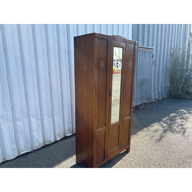 Small Art Nouveau French Wardrobe with Mirror, 1920 For Sale - Image 4 of 14