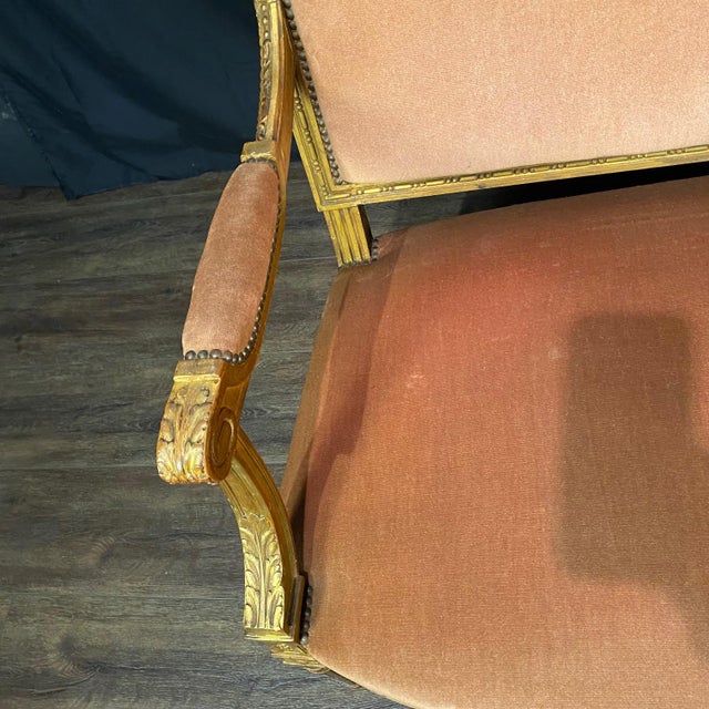 Orange Antique French Louis XVI Sofa From 19th Century Parlor Set For Sale - Image 8 of 13