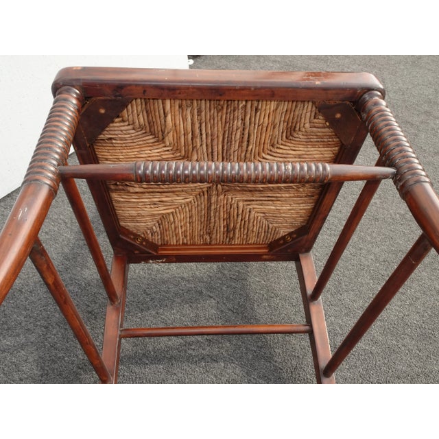 Vintage French Country Brown Rush Side Chair For Sale - Image 11 of 12