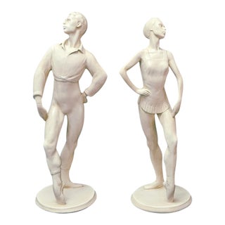 1940s Signed Fred Press Figurines of Ballet Dancers - A Pair For Sale