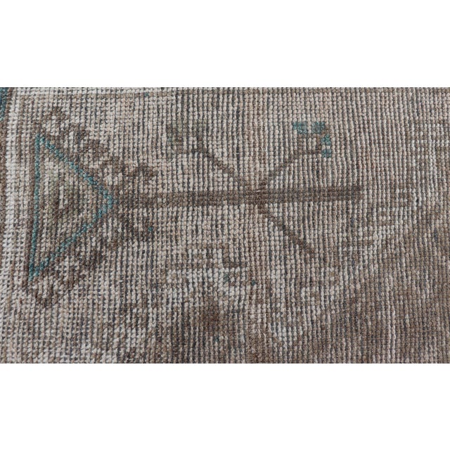 Taupe Long Vintage Turkish Oushak Runner With Soft Taupe, Sand, and Pale Teal For Sale - Image 8 of 14