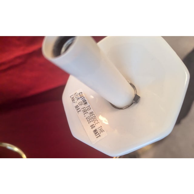 Vintage Brass & White Porcelain 5-Light Chandelier Gilded Georgian For Sale - Image 10 of 12