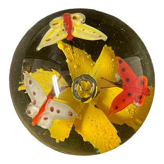 Vintage Handblown Butterfly Paperweight For Sale