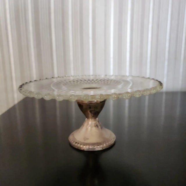 1940s Maurice Duchin Silver Weighted Small Pedestal Cake Plate stamped Duchin Creation 6.5 across x 3.25t Original...