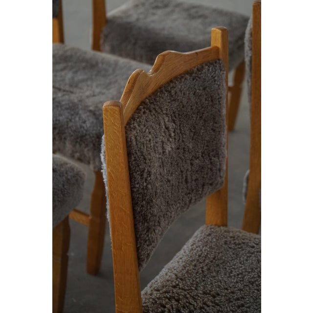 Black Vintage Danish Modern Dining Chairs in Oak and Lambswool by Henning Kjærnulf, 1960s, Set of 8 For Sale - Image 8 of 18