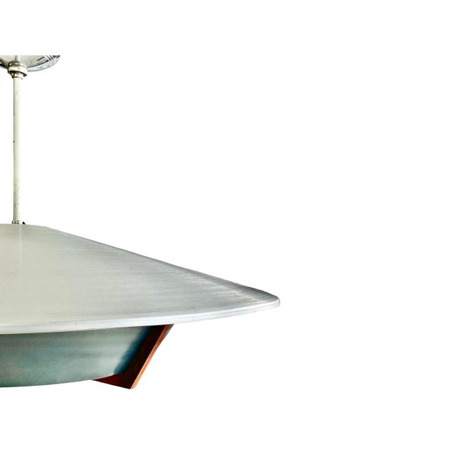 Mid-Century Modern Large Mid-Century Modern Pendant Light in Walnut, Spun Aluminum, and Blackened Aluminum For Sale - Image 3 of 7