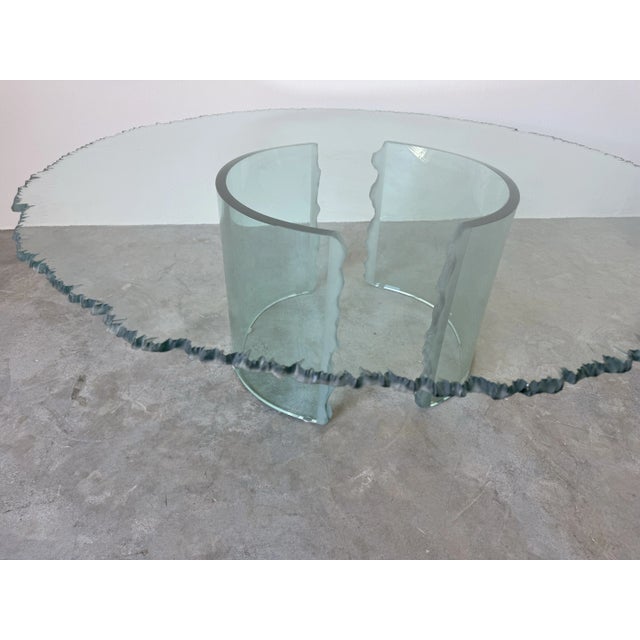 Green 1980's Danny Lane - Style Sculptural Art Hand Carved Glass Coffee Table For Sale - Image 8 of 12
