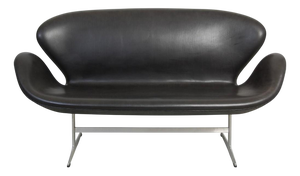 Swan Sofa in Black Grace Leather by Arne Jacobsen, 2019
