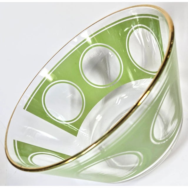 Mid 20th Century Mid-Century Modern Gold Rimmed Avocado Bowl For Sale - Image 5 of 9