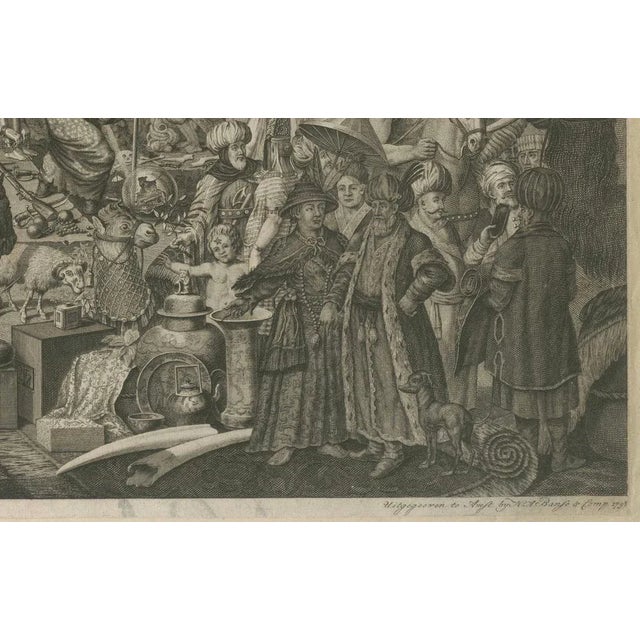 Late 18th Century After Jan Gerritsz, Allegorical Illustration of the Four Continents and Globe, 1798, Engraving For Sale - Image 5 of 12