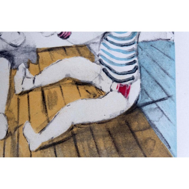 Leonard Tsugouharu Knitting Signed Modern Lithograph on Paper 1963 Framed 55/150 For Sale - Image 4 of 11