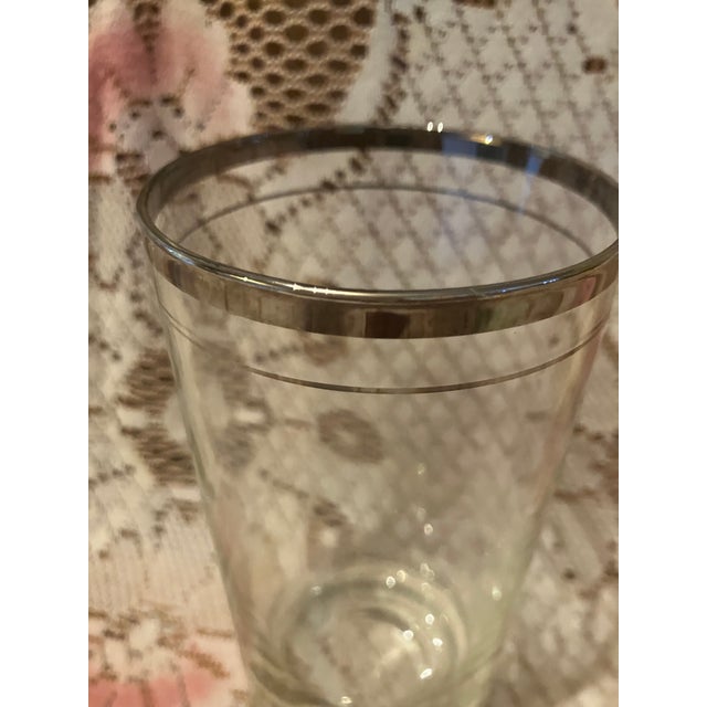 Glass 1950 Waterford Pitcher & 8 Silver Rimmed Glasses For Sale - Image 7 of 7