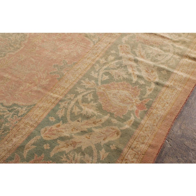 1920s Antique Oushak Rug in Red and Green All Over Floral Pattern For Sale - Image 5 of 8